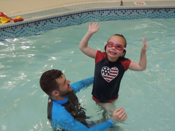 little girl enjoying the therapy pool