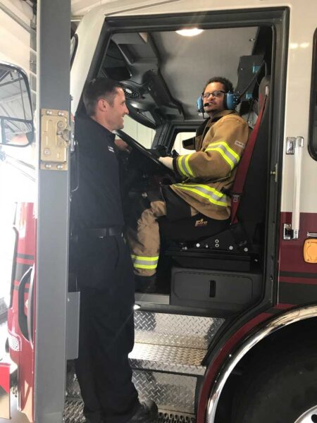 fireman in a fire truck